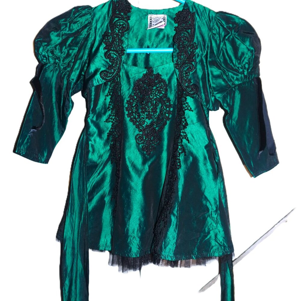 Hollywood Babe Green Black Goth Embroidered Dress 3T